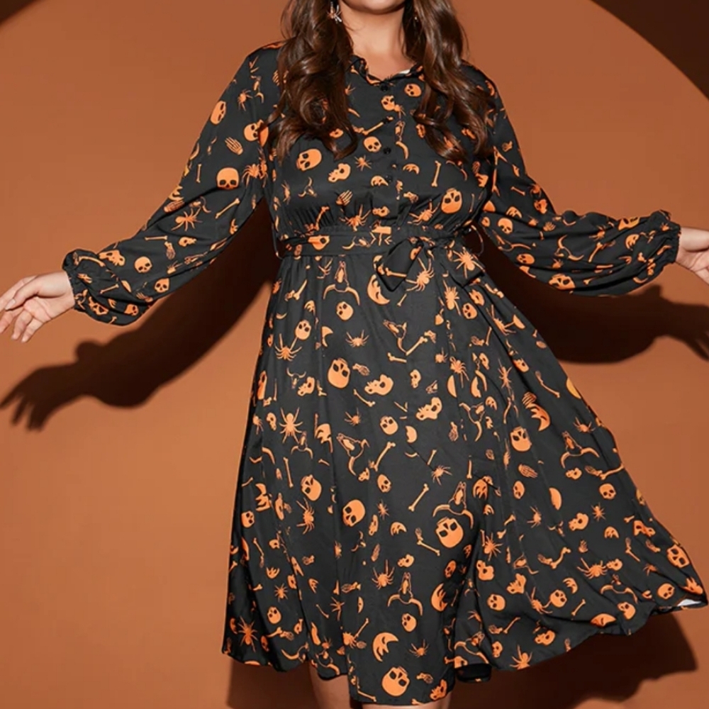 NWT Bloomchic Plus Size 22 24 Dress Halloween Skull Spider